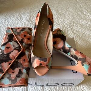 ALDO Women's Floral Peep-Toe Heels and Clutch